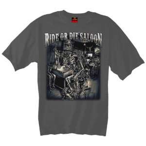    Hot Leathers Charcoal Medium Ride or Die Saloon T Shirt Automotive