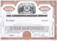 Erie Lackawanna Railroad Co. Stock Certificate 1964  