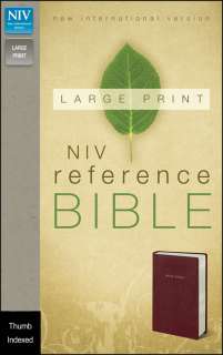NIV Reference Bible Large Print Burgundy Leather Look Thumb Indexed 