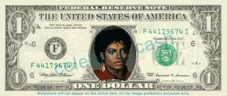 Michael Jackson Dollar Bill #5 (color)   Mint! REAL $$$  