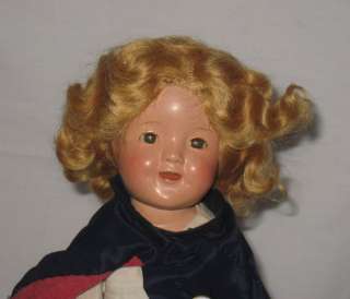 1930s IDEAL 11 COMPOSITION SHIRLEY TEMPLE DOLL IN RED CROSS OUTFIT 