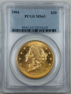 1904 Gold $20 Liberty Double Eagle, PCGS MS 63, Better Coin  