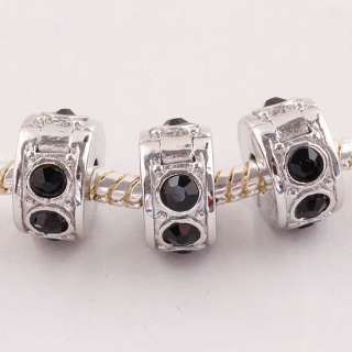 Type: Crystal Silver Plated Clip Stopper Loose Spacer European Bead 