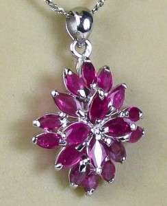   Sterling Silver 2.10ctw Genuine World Class Thailand Ruby Pendant 3g