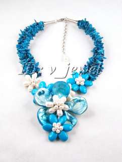 Turquoise coral shell pearl necklace/earring set VJ  