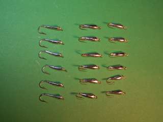 18 Unpainted Lip Head Rocker Ice Fishing Jigs size 8 for Bluegill 