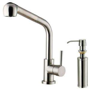 Vigo Pull Out Sprayer Kitchen Faucet with Soap Dispenser in Stainless 