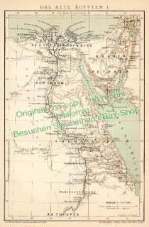 Landkarte um 1899 Ägypten Theben Luxor Karnak Pyramiden  