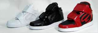Mens Black Strap Shiny High Top Sneakers Shoes US 7~10  