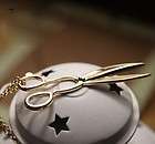 N1323 Fashion Scissors Pendant Long Chain Necklace Gold Plated Free 