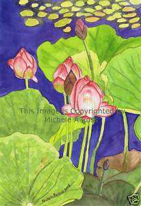 Beautiful Watercolor painting Waterlily Lotus Tropical  