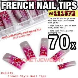 70 pcs Acrylic French False Nail Tips 21 Lovely Design  