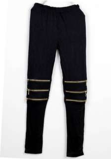   zippers blacks lady full leggings stretchy tight pants N18  