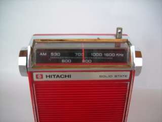 Vtg Red Hitachi Solid State Transistor AM Radio TH 831  