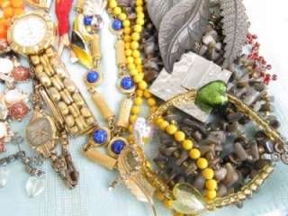 Huge 110+ Vintage Estate Jewelry Lot Rhinestones Lucite Pearls Enamel 