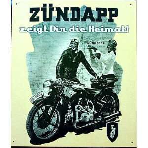 Blechschild Motorrad ZÜNDAPP Nürnberg   zeigt dir die Heimat 33 x 39 