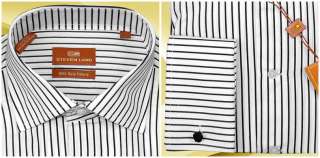   Collar 16.5 32/33 Black Pinstrip French Cuff Mens Dress Shirt  