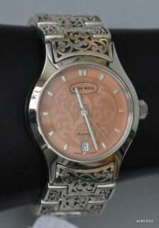 New LOIS HILL Womens Pink/Peach Sterling Alternating Links Automatic 