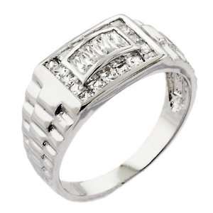 Herren Rolex Ring mit Zirkonia Diamanten   Größe 62.5   Sterling 