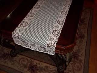   DESIGN LACE IVORY CREME GREEN CHECKERED TABLE RUNNER 54 X 14 CTRGC476