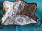 LOT DOLLHOUSE MINIATURE VICTORIAN STYLE UPHOLSTRED SOFA & CHAIR W 