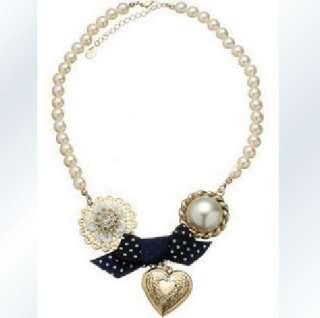   Jewelry Womens Retro Heart & Bowtie Pearl Like Necklaces  