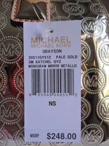 248 MICHAEL KORS Pale Gold GRAYSON Monogram Mirror Metallic SM 