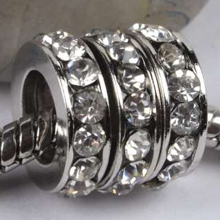 Lovely White Crystal Spacer Beads Fit Bracelet 10pcs  