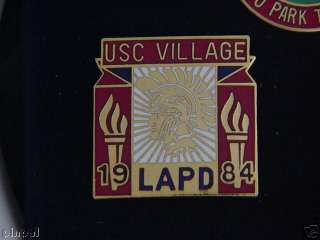 Los Angeles LAPD Olympic pin badge ~ 1984 ~ USC Village  