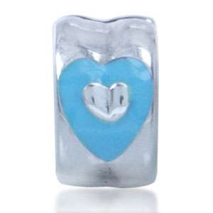   925 Sterling Silver Heart European Charm Bead Silicone Lock  