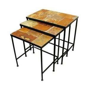  4D Concepts Black 3 Piece Nesting Tables with Slate Top 