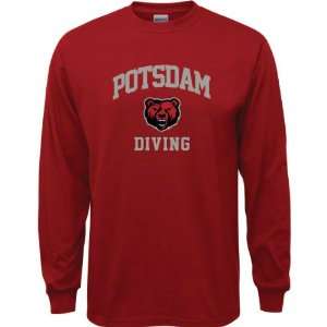 SUNY Potsdam Bears Cardinal Red Youth Diving Arch Long Sleeve T Shirt 