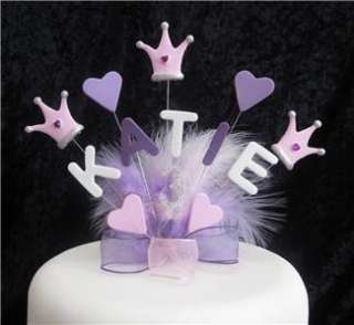 PRINCESS CROWN BIRTHDAY CAKE TOPPER 1st 2nd 3rd 4th 5th ANY NAME, AGE 