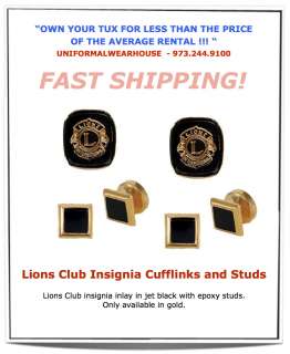 BLACK LIONS Club Insignia Gold Inlay Tuxedo Cufflinks Stud Set NEW 