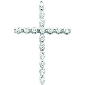  14K White Gold Diamond Cross Pendant Jewelry