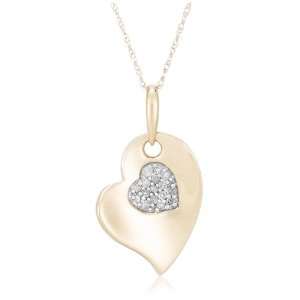 10k Yellow Gold Diamond Heart Pendant (1/10 cttw, I J Color, I2 I3 