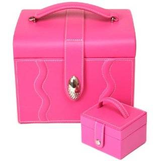 Jewelry Box Genuine Leather Pink Large With Travel Case by Tech Swiss