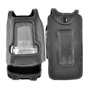   For Motorola Adventure Fitted Leather Case Clip Black 