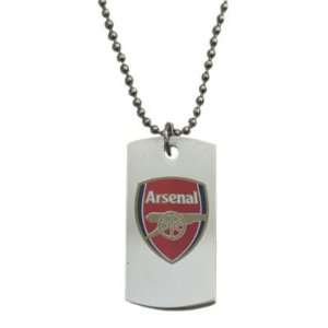 Arsenal FC. Stainless Steel Colour Crest Dog Tag and Chain  