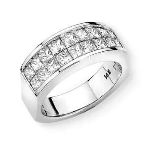   White Gold 2 ct. Princess Cut Two Row Diamond Ring Katarina Jewelry