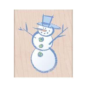  Painted Snowman Wood Mounted Rubber Stamp (H4232) Arts 