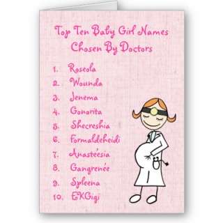 Top ten list of baby girl names chosen by doctors.