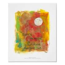 Zen Moon modern art painting   live in the moment Print by SimpleTerms