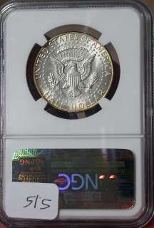 1964 d NGC MS64 Rainbow Target Toned Kennedy Half Dollar N/R  