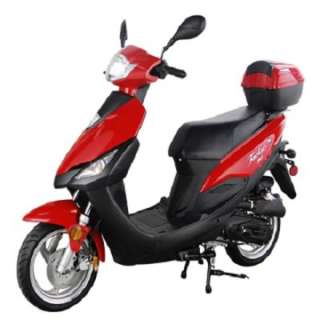 Hot Red under 50 cc Moped Gas Scooter Motorcycle Under 49cc Full Auto 