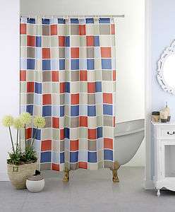   LUXURY FABRIC SHOWER CURTAIN, PRINTED SQUARE PATTERN, 70x70  