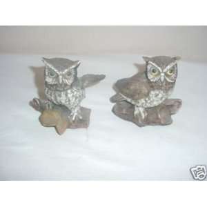  Pair Homco Porcelain Owl Figurines 