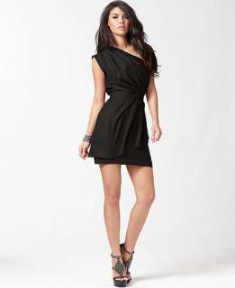 BCBGeneration Dress, One Shoulder Layered Pleated   Womens Dresses 