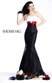 Sherri Hill 1122 black red sz8 FORMAL GOWN PROM DRESS  