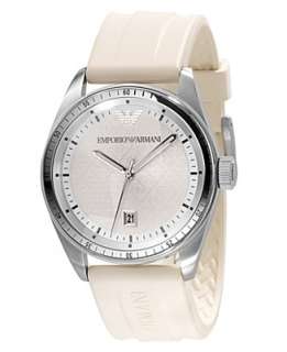 Emporio Armani Watch, Mens White Rubber Strap AR0684   Brands 